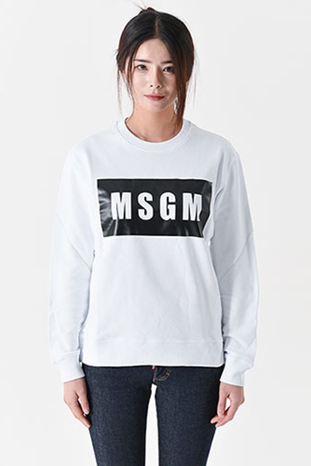 MSGM - 긴팔티셔츠 - 엠에스지엠 2000MDM523 로고박스 맨투맨(화이트) 2000MDM523 200000 01