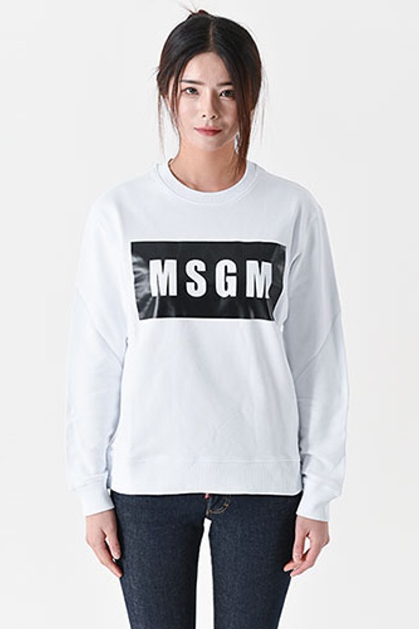 MSGM - 긴팔티셔츠 - 엠에스지엠 2000MDM523 로고박스 레귤러핏 맨투맨(화이트) 2000MDM523 200001 01