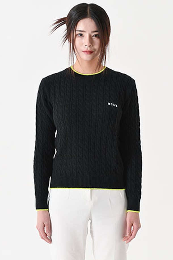 MSGM - 스웨터 - 엠에스지엠 3341MDM148 로고자수 케이블 니트(블랙) 3341MDM148 227790 99