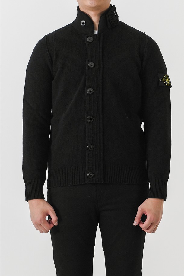 STONE ISLAND - 가디건 - 스톤아일랜드 547A3 램스울 버튼 지퍼 가디건(블랙) 8115547A3 A0029