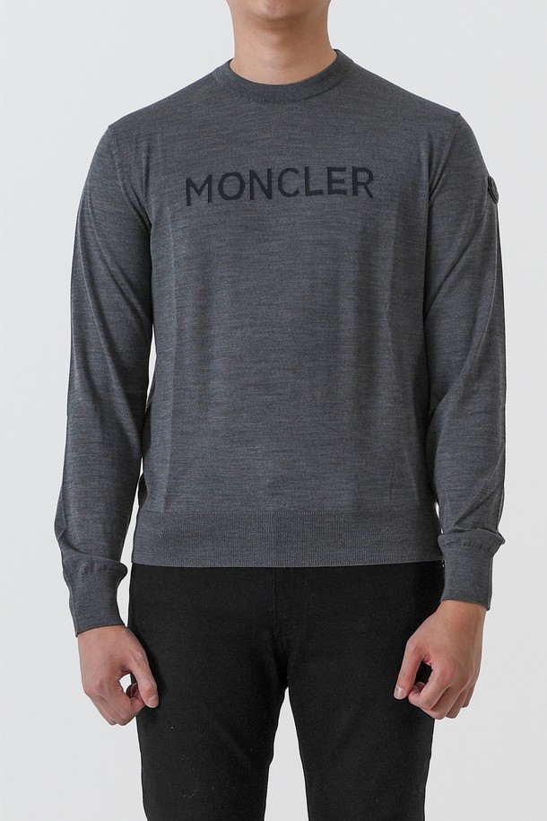 MONCLER - 스웨터 - 몽클레어 9C000 로고 울 니트(차콜) J2 091 9C00011 M1180 989