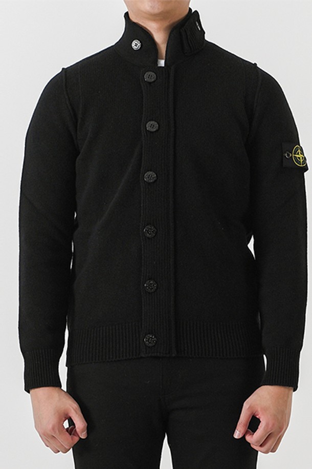 STONE ISLAND - 가디건 - 스톤아일랜드 547A3 램스울 버튼 지퍼 가디건(블랙) 8115547A3 A0029