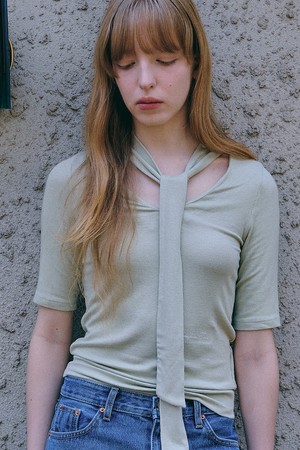 Tie half Top [OLIVE]