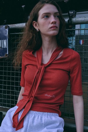 Tie half Top [BRICK RED]