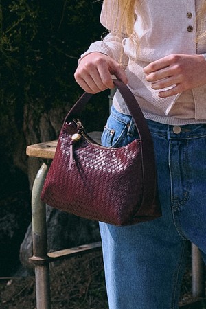 Jane Weaving Tote Bag [DEEP BURGUNDY]
