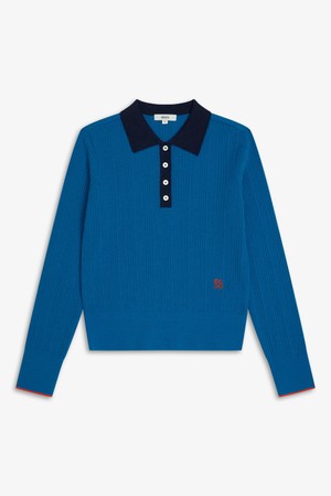 배색 포인트 폴로 스웨터_BLUE-a