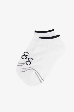 ECCO 솔리드 쿼드로고 단목 양말_WHITE-a