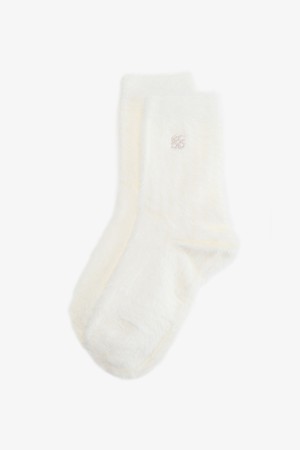 WOMEN 앙고라 중목 양말_IVORY-a