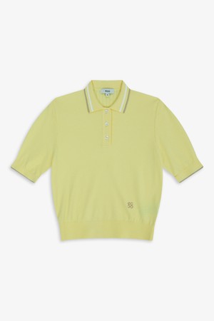 컬러 포인트 반팔 폴로 스웨터_YELLOW-a