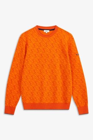 패턴 자카드 풀오버_ORANGE-a