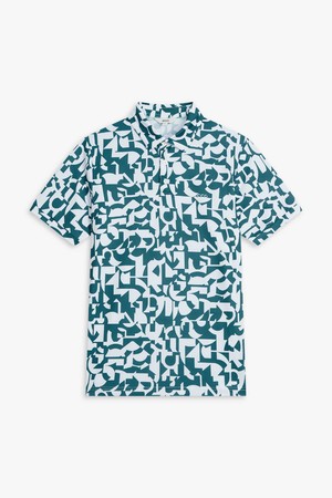 패턴 반팔 카라 티셔츠_GREEN-a