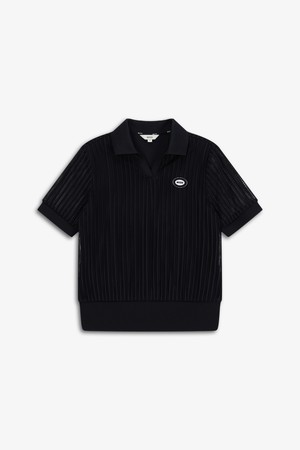 메쉬 블루종형 반팔 티셔츠_BLACK-a