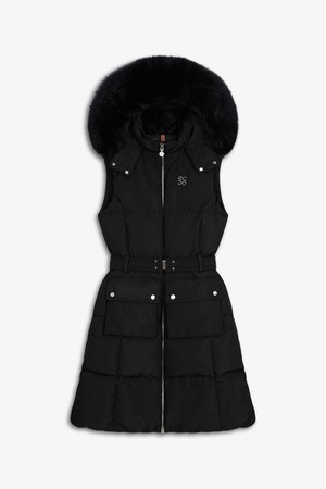 퍼 트리밍 롱 다운베스트_BLACK-a