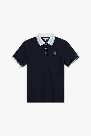 WOMEN 피케 반팔 티셔츠_NAVY-a