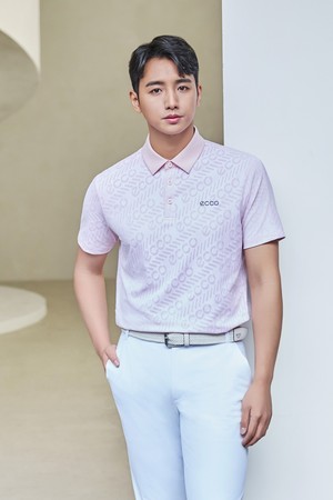 MEN 메쉬 자가드 반팔 티셔츠_PINK-a