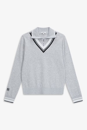 WOMEN 하프집업 레이어드 긴팔 풀오버-a