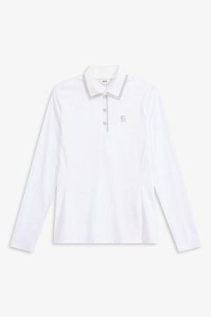 WOMEN 골조직 믹스 긴팔 티셔츠_WHITE-a