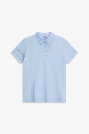 WOMEN 원포인트 카라 반팔 티셔츠_BLUE-a