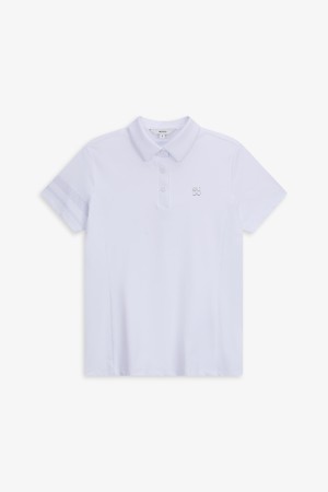 WOMEN 원포인트 카라 반팔 티셔츠_WHITE-a