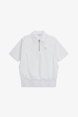 WOMEN 우븐 하이브리드 반팔 티셔츠_WHITE-a