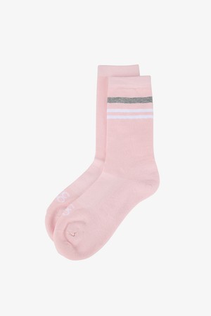 WOMEN 언발란스 솔리드컬러 중목 양말_PINK-a