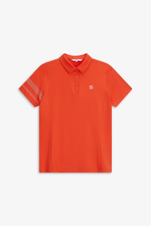 WOMEN 원포인트 카라 반팔 티셔츠_ORANGE-a