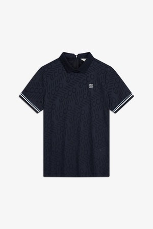 WOMEN 메쉬 자가드 티셔츠_NAVY-a