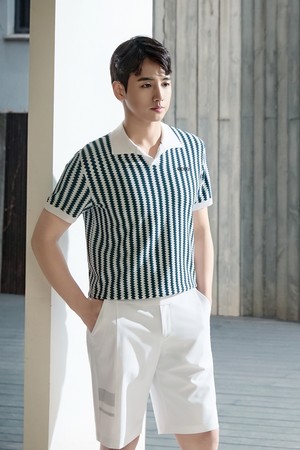 MEN 지그재그 패턴 반팔 풀오버_GREEN-a