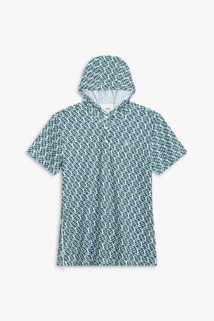 WOMEN 프린트 후디 반팔 티셔츠_GREEN-a