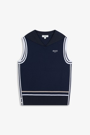 WOMEN 넥 변형 조직감 베스트_NAVY-a