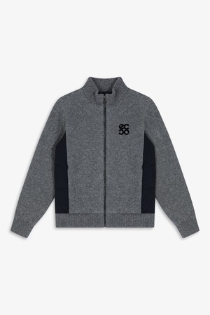 WOMEN 우븐 하이브리드 부클 풀집업 CHARCOAL_GREY-a