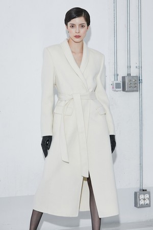 Cashmere tailoring robe coat - ivory