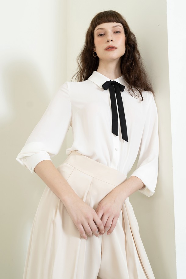 cordinary - 블라우스 - Feminine tie blouse - white