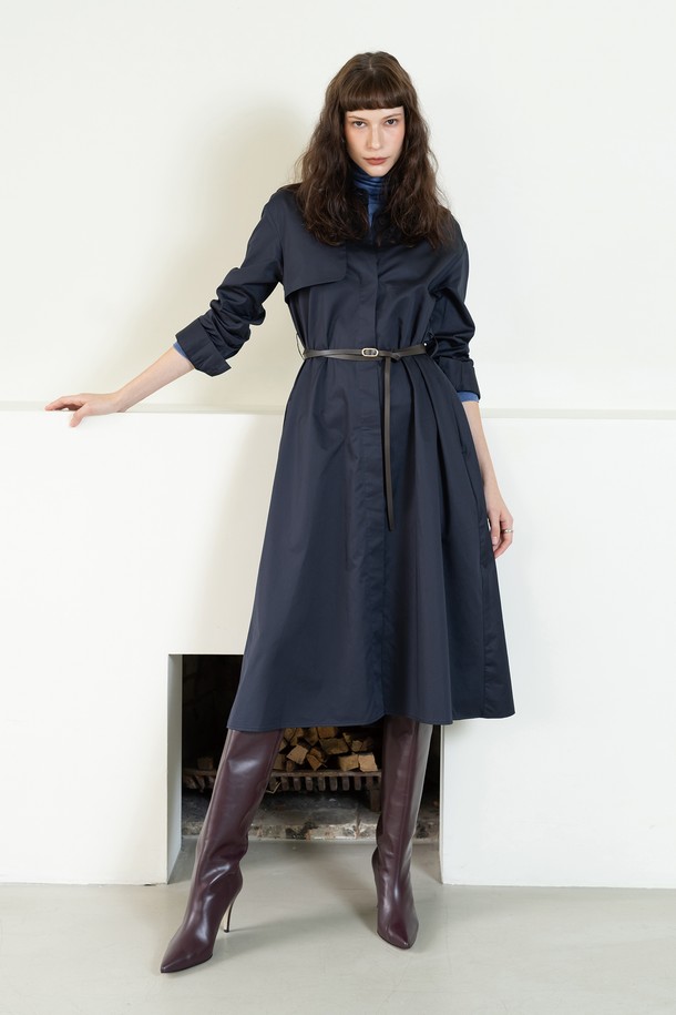 cordinary - 긴소매 원피스 - Trench midi dress - navy