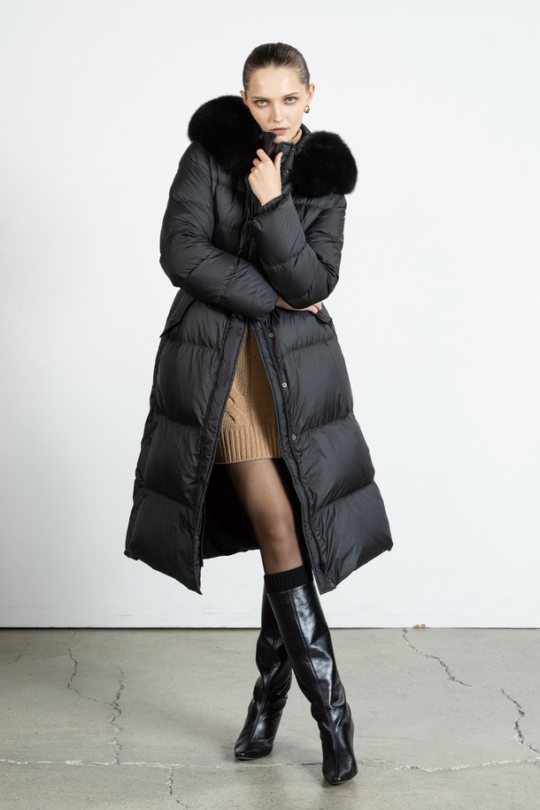 cordinary - 패딩 - Out pocket long goose padded coat - black