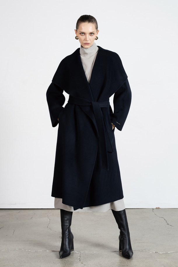 cordinary - 코트 - Signature cashmere shawl collar coat - navy