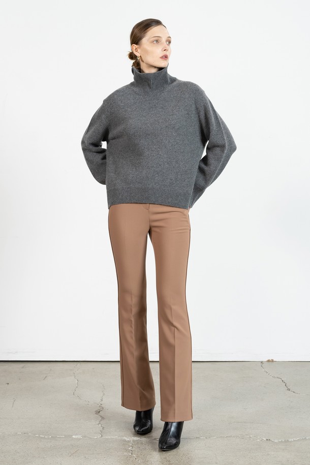 cordinary - 스웨터 - Extra fine wool slit turtle-neck - grey