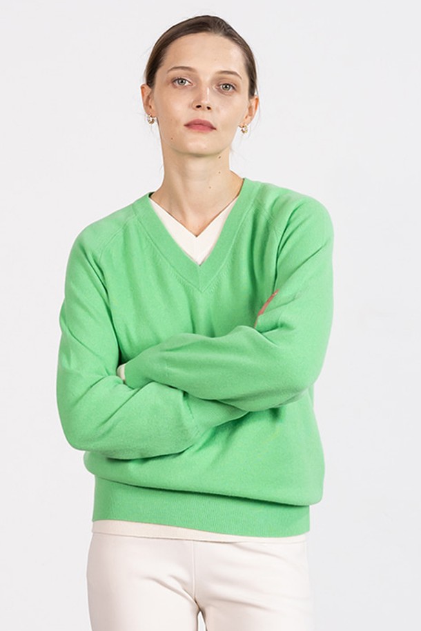 cordinary - 스웨터 - Super cashmere loose fit v-neck knitwear - green