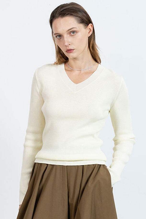 cordinary - 스웨터 - Wool V-neck knitwear - ivory