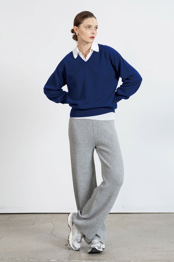 cordinary - 롱/미디팬츠 - Extra fine wool pull-on knit pants - grey