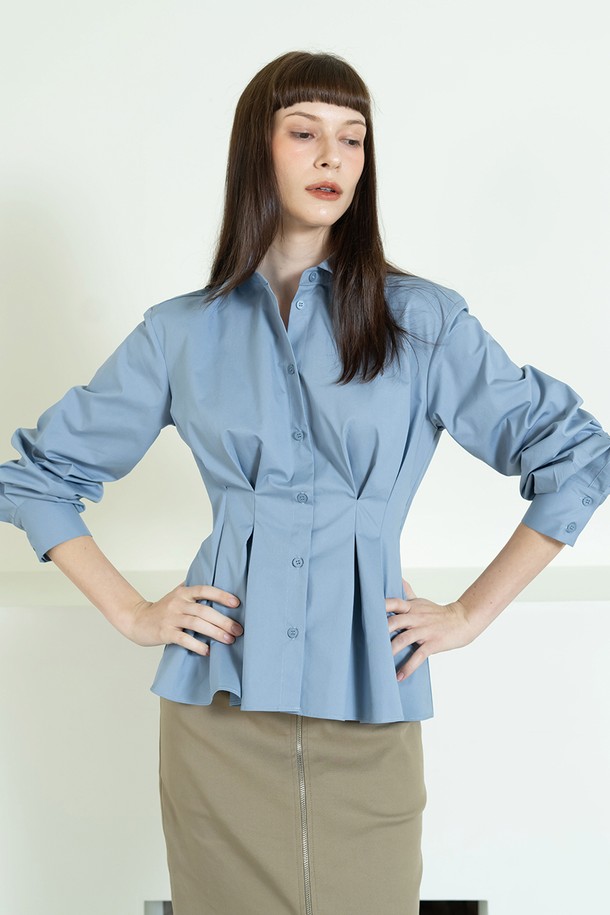 cordinary - 셔츠 - Pleats slimline shirt - blue