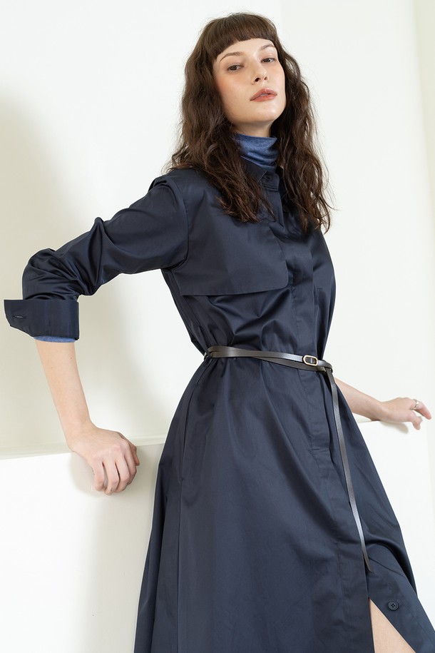 cordinary - 긴소매 원피스 - Trench midi dress - navy