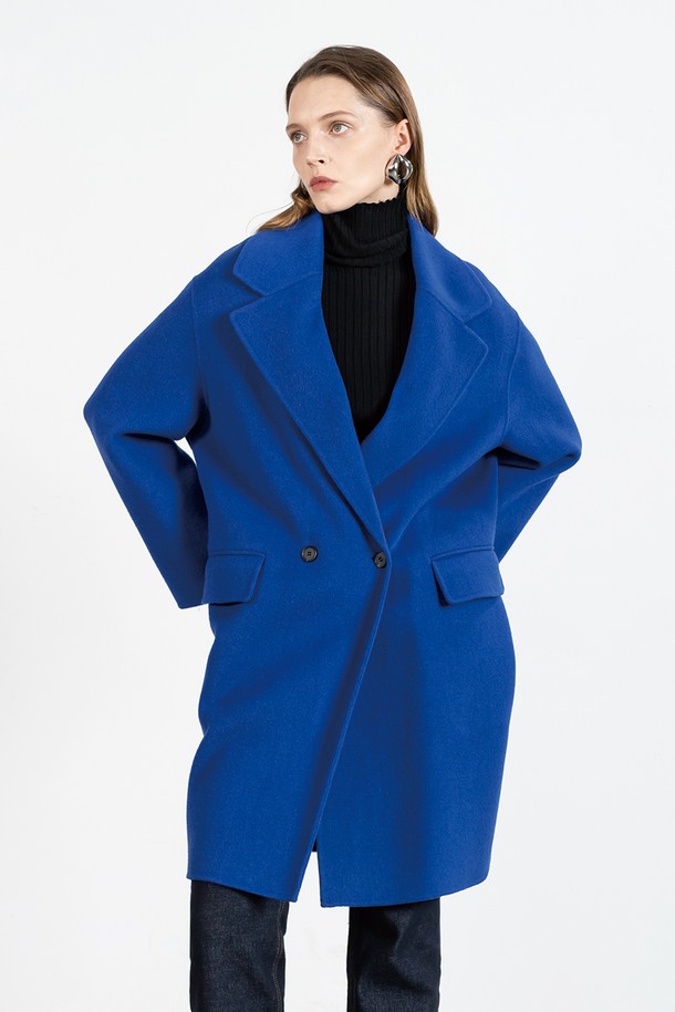 cordinary - 코트 - Wide collar double handmade half coat - blue