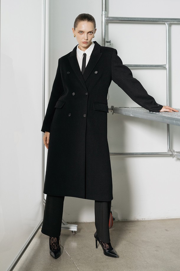 cordinary - 코트 - Stitch pointed chester collar cashmere coat - black