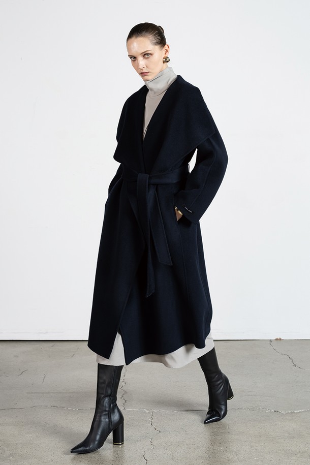 cordinary - 코트 - Signature cashmere shawl collar coat - navy