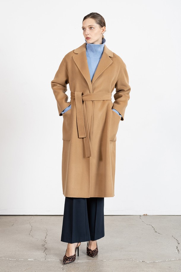 cordinary - 코트 - Robe belted feminine cashmere coat - camel