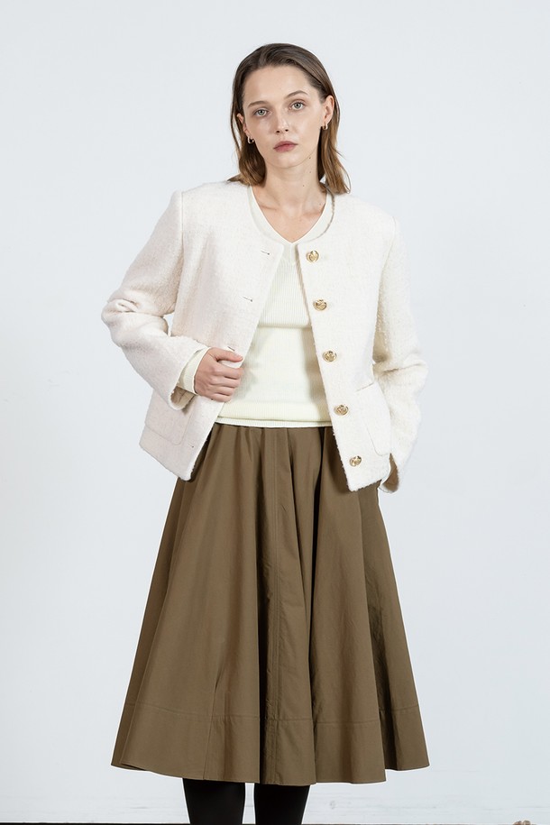 cordinary - 자켓 - Classic boucle tweed wool jacket - ivory