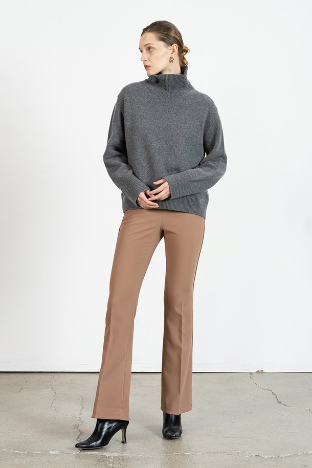 cordinary - 스웨터 - Extra fine wool slit turtle-neck - grey