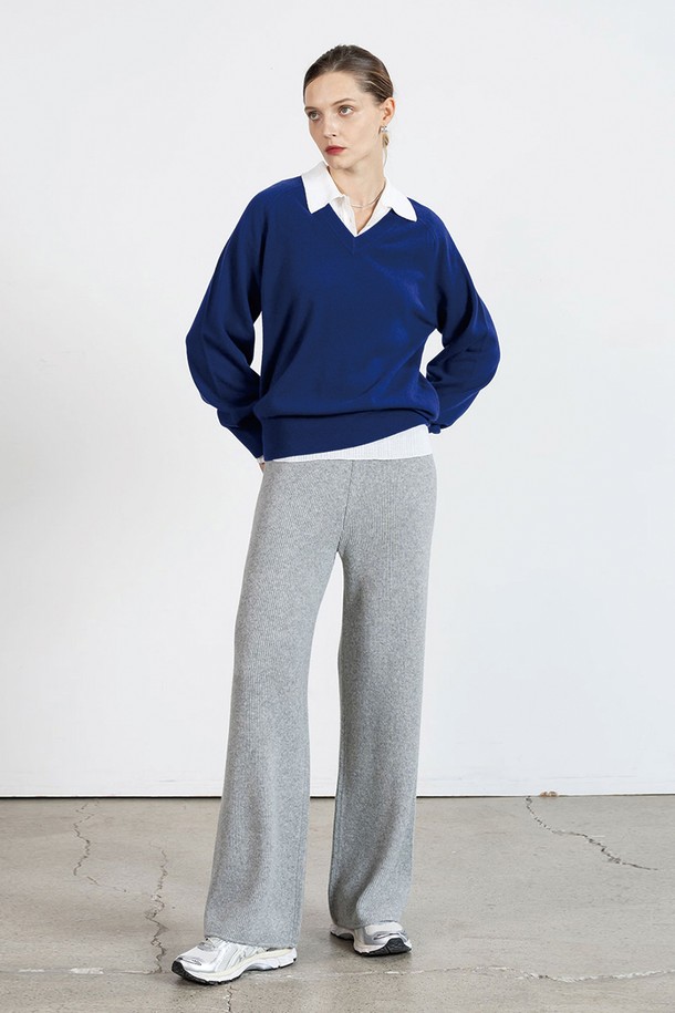 cordinary - 롱/미디팬츠 - Extra fine wool pull-on knit pants - grey