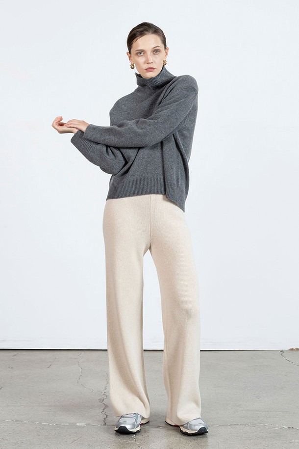 cordinary - 롱/미디팬츠 - Extra fine wool pull-on knit pants - ivory